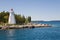 Tobermory view from boat to island and lighthouse