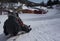 Tobogganing or sledging in winter