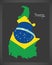 Tocantins map with Brazilian national flag illustration