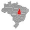 Tocantins red highlighted in map of Brazil
