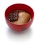 Tochi Mochi Zenzai, horse chestnuts rice cake with sweet simmered adzuki beans, traditional japanese dessert