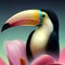 The Toco Toucan\'s beak resembles a vibrant palette, a masterpiece in the rainforest