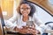 Today is gonna be a good day. Cropped portrait of an attractive young businesswoman sending a text while standing