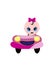 Toddler baby girl driving pink car