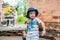 Toddler Boy tourist in Ventname. Po Nagar Cham Tovers. Asia Travel concept.