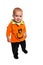 Toddler dressed as a pumpkin for Halloween