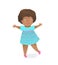 Toddler girl African American preschooler child happy hugging smiling character.