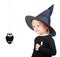 Toddler girl in black little witch costume