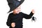 Toddler girl in black little witch costume