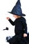 Toddler girl in black little witch costume