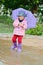 Toddler girl at rainy day i