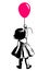 Toddler girl with red balloon, street art graffiti style
