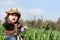 Toddler in the green grass