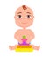 Toddler Infant in Diaper Playing with Pyramid Toy