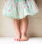 Toddler in polka dot skirt