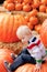 Toddler at the pumpkin patch