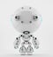 Toddler robot toy backwards, 3d rendering on white back