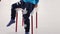 Toddler sitting on a red stool