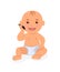 Toddler sitting and talking on the phone. Illustration baby playing with the phone in flat style