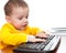 Toddler typing on the keyboard