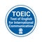 TOEIC test of English for international communication sign