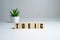 Toeic word on wooden cubes. Toeic concept