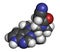 Tofacitinib rheumatoid arthritis drug molecule. Inhibitor of Janus kinase 3 (JAK3). Atoms are represented as spheres with