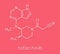 Tofacitinib rheumatoid arthritis drug molecule. Inhibitor of Janus kinase 3 JAK3. Skeletal formula.