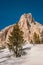 Tofana di Rozes over a blue sky in winter, Cortina D`Ampezzo, It