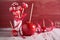 Toffee apple, candy apple and festive decoration