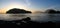 Tofino, Vancouver Island Sunset Landscape Panorama across Duffin Passage, British Columbia, Canada