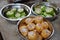 Tofu and bitter gourd filled with chopped pork, a traditional chinese dish.