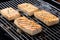 tofu steaks on a stainless steel grill rack