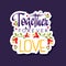 Together, forever, love poster with romantic phrase, Valentines Day card colorful vector illustration