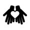 Together, hands with heart friendly social pictogram silhouette style
