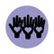 Together, hands showing hearts in palms relation friendly pictogram block silhouette icon