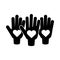 Together, hands showing hearts in palms relation friendly pictogram silhouette style