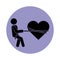 Together, person tied heart with rope romantic relationship pictogram block silhouette icon