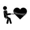 Together, person tied heart with rope romantic relationship pictogram silhouette style