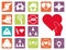 Together, team relation friendly charity social color icons set