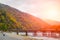 Togetsukyo Bridge or Moon Crossing Bridge Beautiful travel landmark