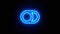 Toggle Off neon sign appear in center and disappear after some time. Loop animation of blue neon icon