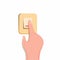 Toggle switch. Hand turning off the light for save electricity in cartoon flat illustration editable vector