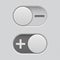 Toggle switch slider buttons with Minus and Plus signs