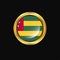 Togo flag Golden button