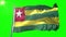 Togo flag seamless looping 3D rendering video. Beautiful textile cloth fabric loop waving