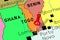 Togo, Lome - capital city, pinned on political map