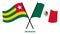 Togo and Mexico Flags Crossed And Waving Flat Style. Official Proportion. Correct Colors