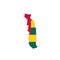 Togo national flag in a shape of country map