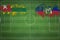 Togo vs Haiti Soccer Match, national colors, national flags, soccer field, football game, Copy space